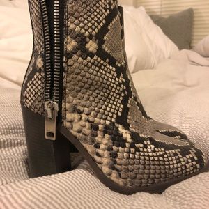 Diesel grey snakeskin embossed booties sz 36